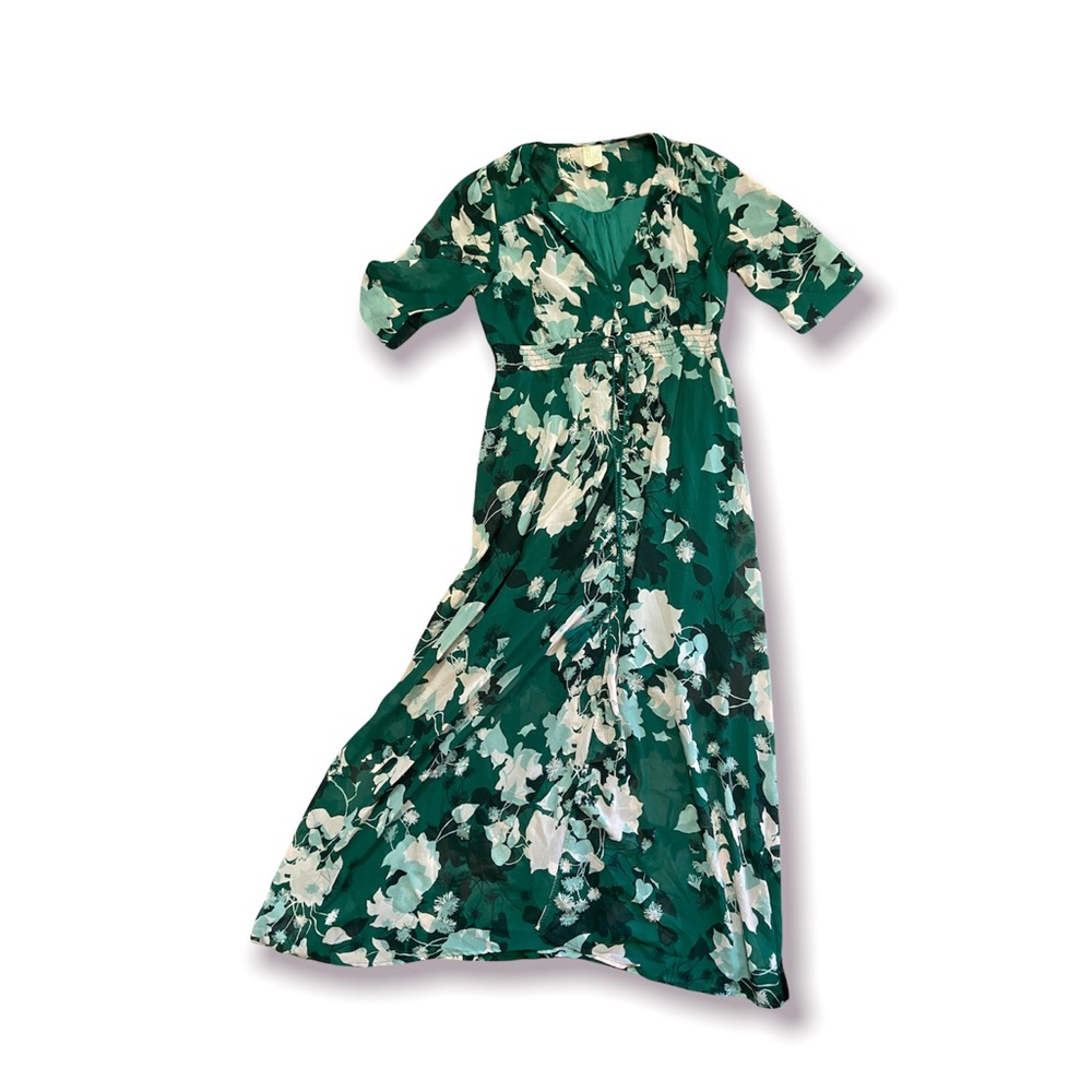 Green Floral Boho Maxi Dress